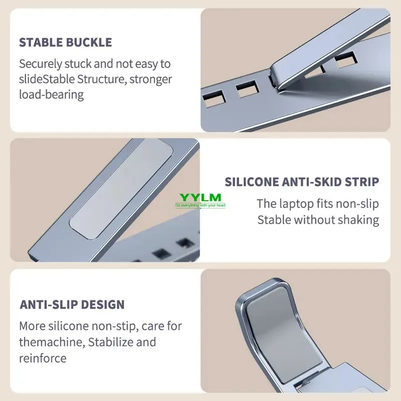 MaxTech Foldable Aluminum Laptop Stand — Compact & Portable