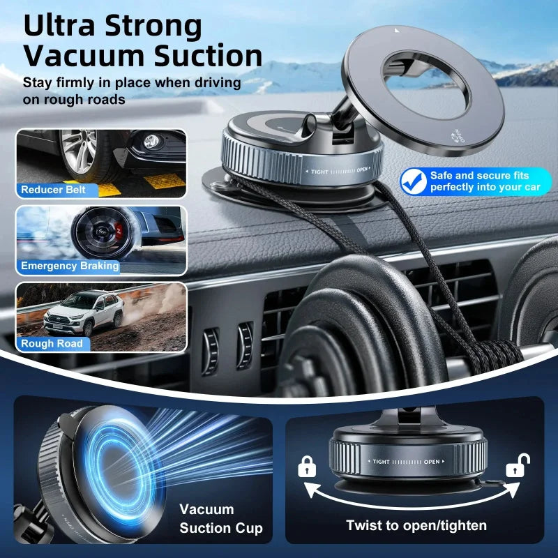 Magnetic Phone Holder 360° Rotatable  Phone Holder |  Foldable Design, Vacuum Suction Cup | Perfect for Car Dashboard