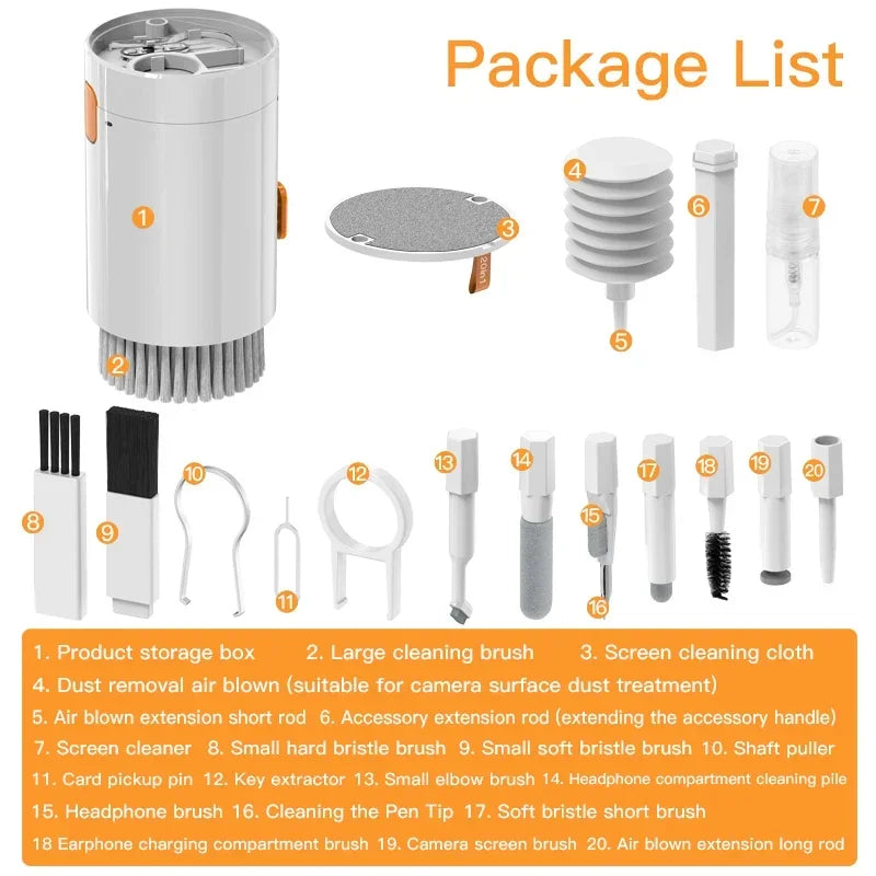 20-in-1/32-in-1 Multi Cleaning Kit Keyboard Brush Earphones Pen Screen Spray Keycap Puller Set for Phone Laptop Airpods Computer