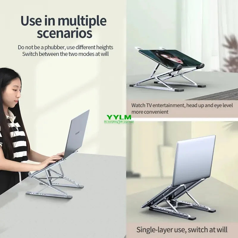 MaxTech Foldable Aluminum Laptop Stand — Compact & Portable