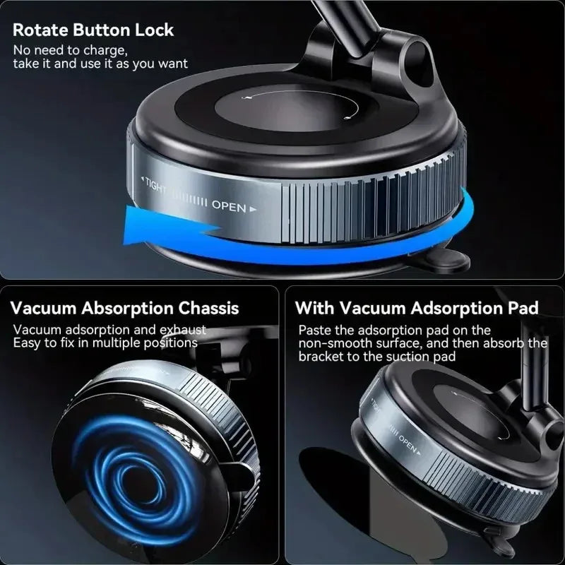 Magnetic Phone Holder 360° Rotatable  Phone Holder |  Foldable Design, Vacuum Suction Cup | Perfect for Car Dashboard