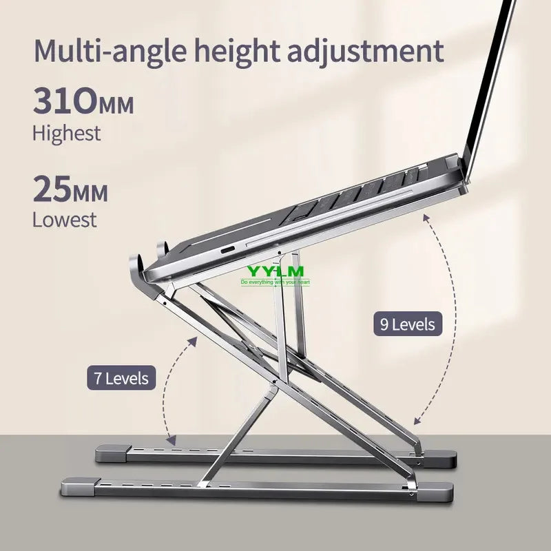 MaxTech Foldable Aluminum Laptop Stand — Compact & Portable