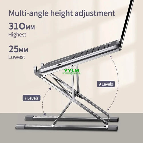 MaxTech Foldable Aluminum Laptop Stand — Compact & Portable