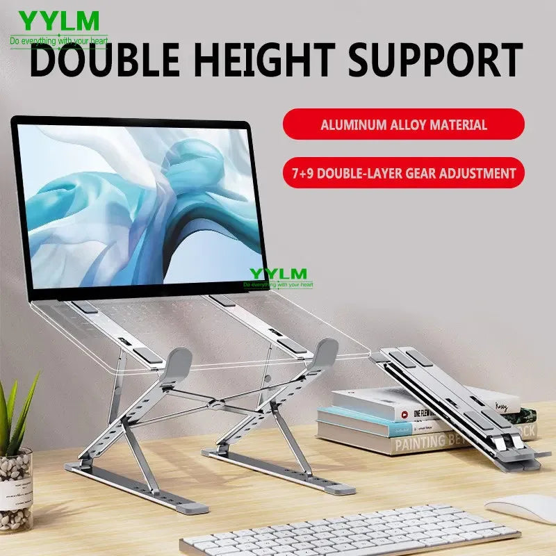 MaxTech Foldable Aluminum Laptop Stand — Compact & Portable