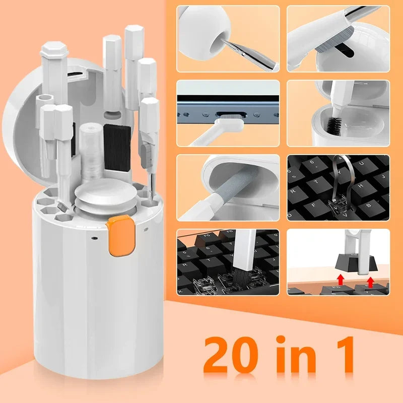 20-in-1/32-in-1 Multi Cleaning Kit Keyboard Brush Earphones Pen Screen Spray Keycap Puller Set for Phone Laptop Airpods Computer