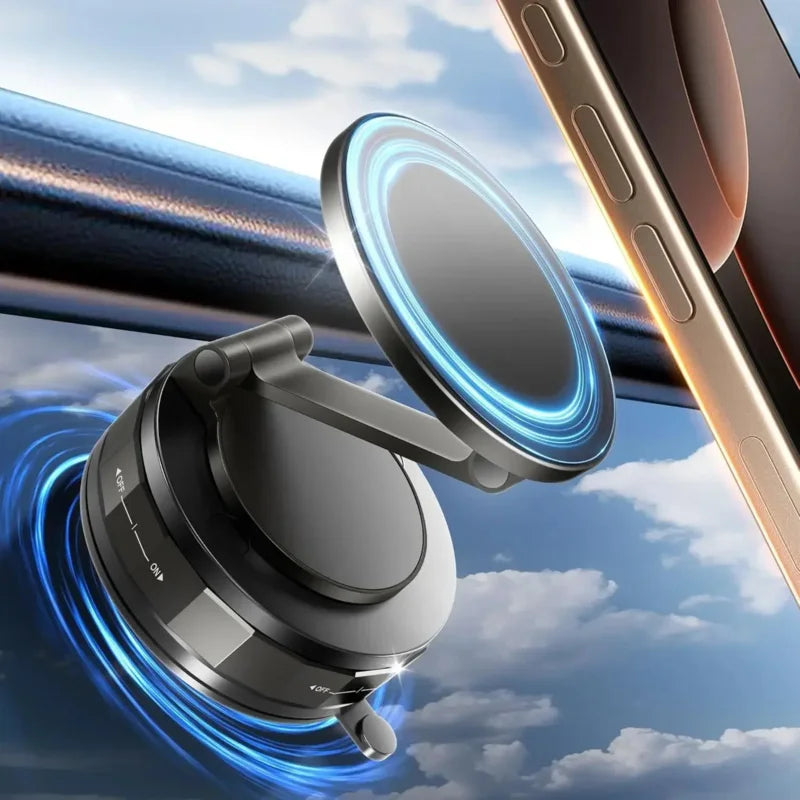 Magnetic Phone Holder 360° Rotatable  Phone Holder |  Foldable Design, Vacuum Suction Cup | Perfect for Car Dashboard