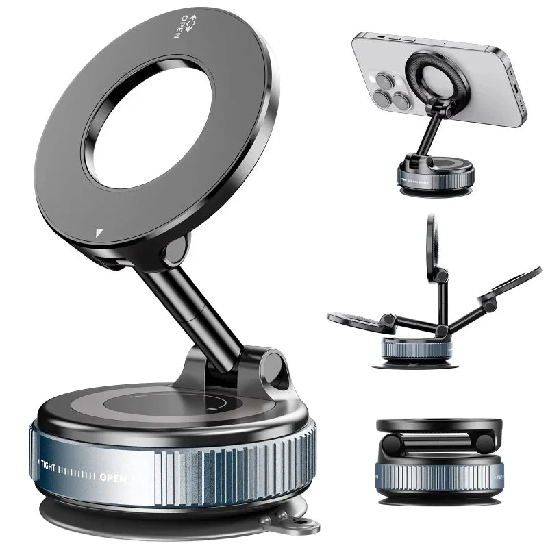 Magnetic Phone Holder 360° Rotatable  Phone Holder |  Foldable Design, Vacuum Suction Cup | Perfect for Car Dashboard